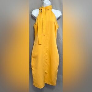 Eva Mendes Yellow  Dress Sexy Size 2 Sleeveless High- Neck‎